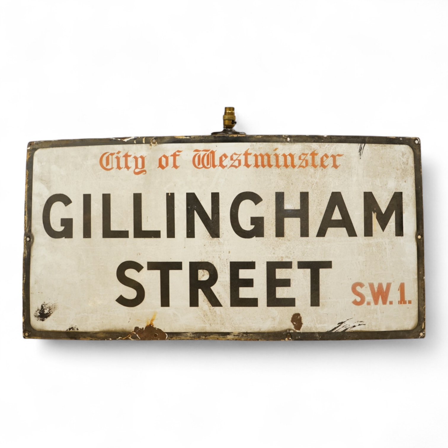A City of Westminster ‘Gillingham Street’ enamelled road sign, 46 x 92cm